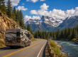 Scenic RV drive near Cody Wyoming on the way to Yellowstone National Park