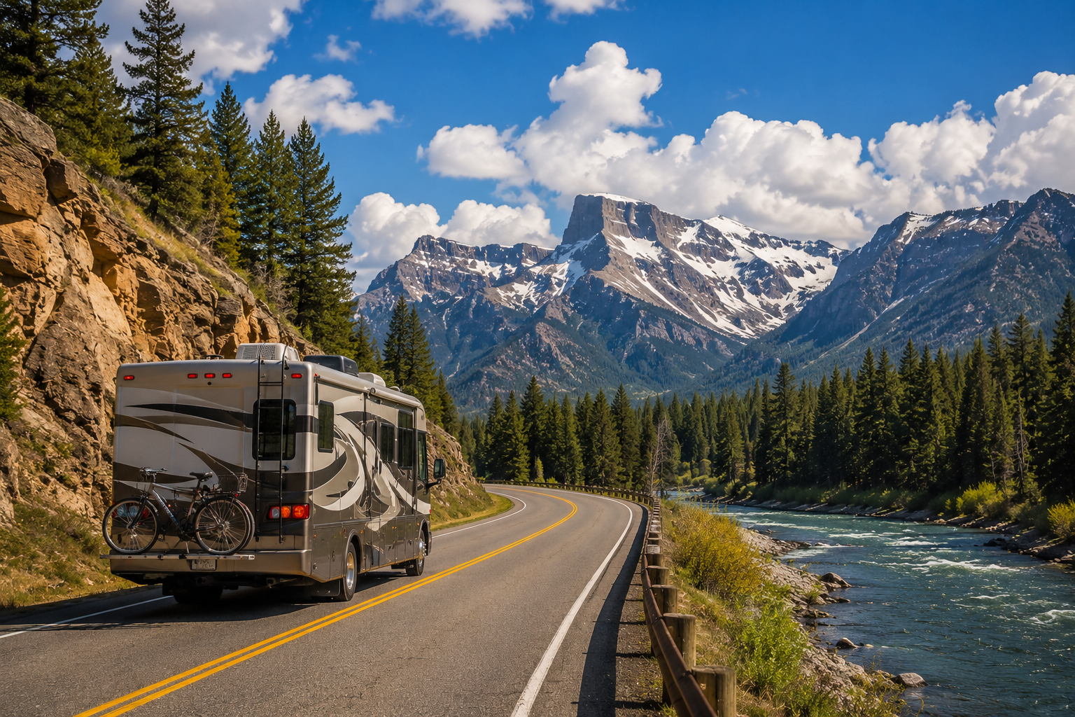 Scenic RV Travel Near Cody Wyoming Scenic RV drive near Cody Wyoming on the way to Yellowstone National Park